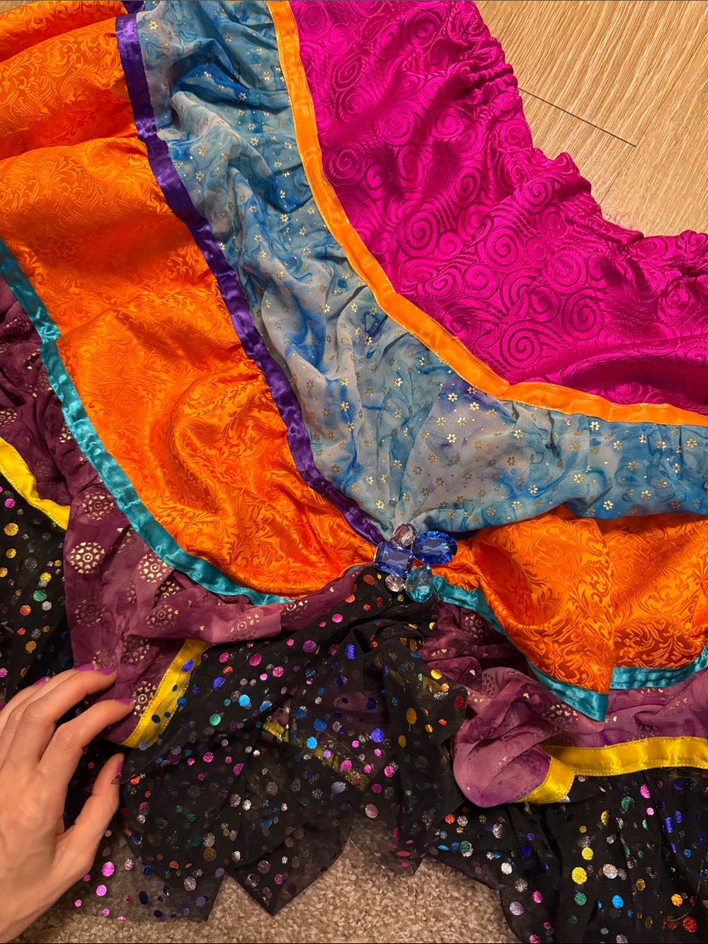 Esmeralda Gypsy Halloween Color Block Embellished Maxi Skirt size s/m - Picture 4 of 5